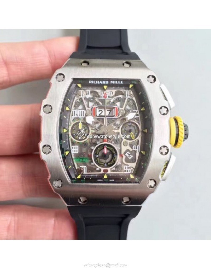 Richard Mille RM011-03 KV V2 Stainless Steel Black Skeleton 