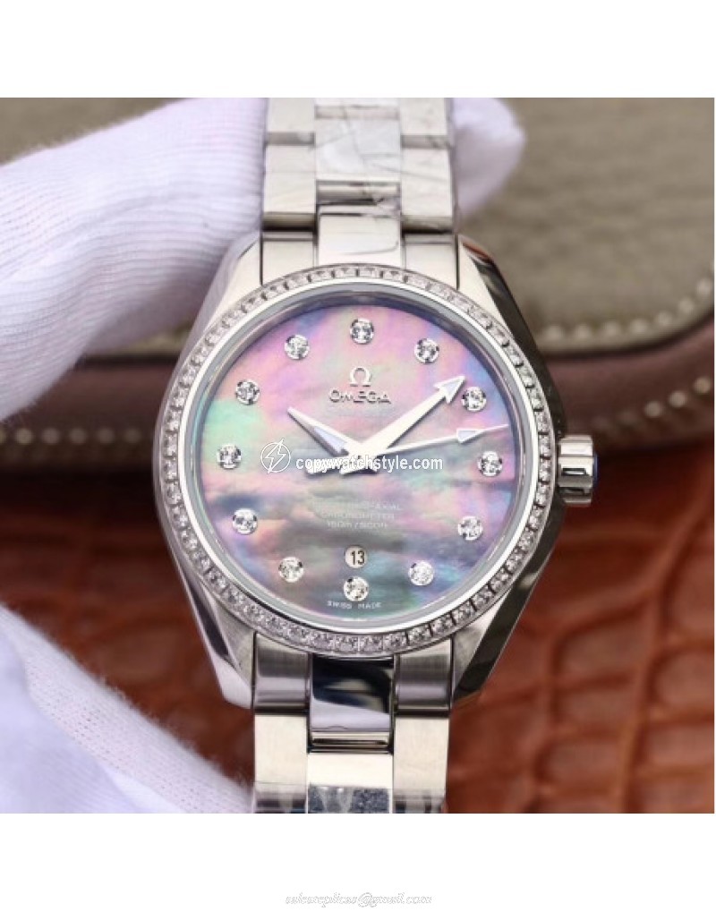 Omega Seamaster Aqua Terra 150M Ladies 34MM 220.10.34.20.55.001 3S Stainless Steel Blue Mother Of Pearl 