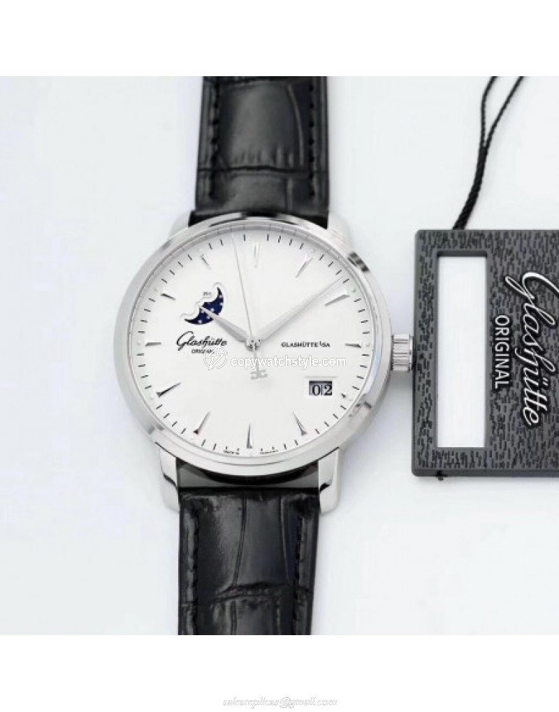 Glashutte Senator Excellence Panorama Date Moon Phase 1-36-04-05-02-02 ETC Stainless Steel White 