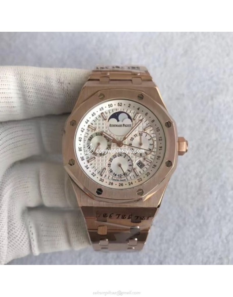 Audemars Piguet Royal Oak Perpetual Calendar 41MM 26574OR.OO.1220OR.01 JF Rose Gold Silver 
