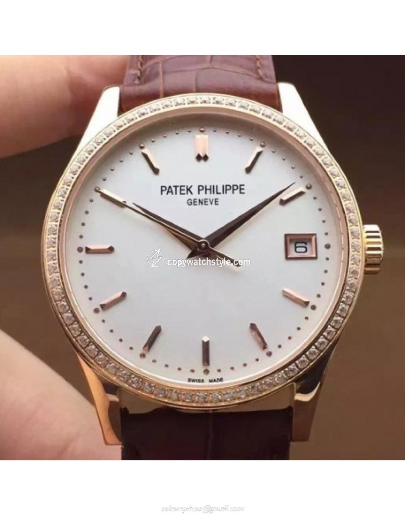 Patek Philippe Calatrava 5296 Rose Gold Diamonds Bezel Swiss 324SC Patek Philippe Calatrava 5296 Rose Gold Diamonds Bezel Swiss 324SC