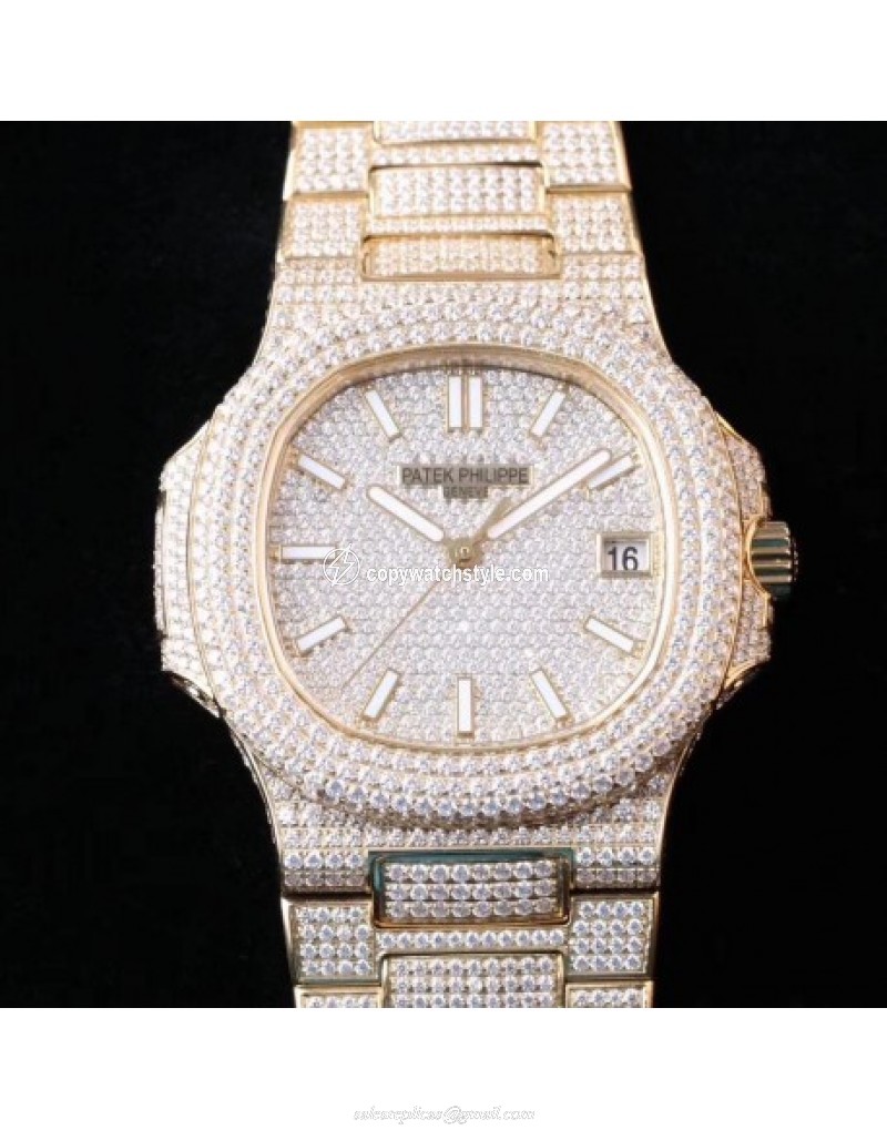 Patek Philippe Nautilus Jumbo 5719/10G-010 Noob V2 Yellow Gold & Diamonds Diamond 