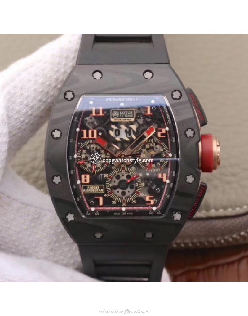 Richard Mille RM011 Lotus F1 Team Romain Grosjean KV Forged Carbon Black Skeleton 