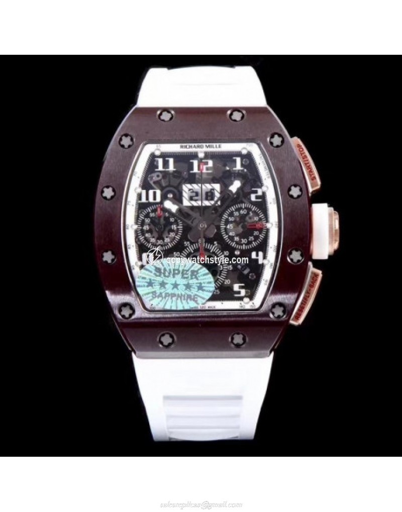 Richard Mille RM011-FM Felipe Massa Flyback Dubai Chronograph KV Brown Ceramic White Skeleton Richard Mille RM011-FM Felipe Massa Flyback Dubai Chronograph KV Brown Ceramic White Skeleton