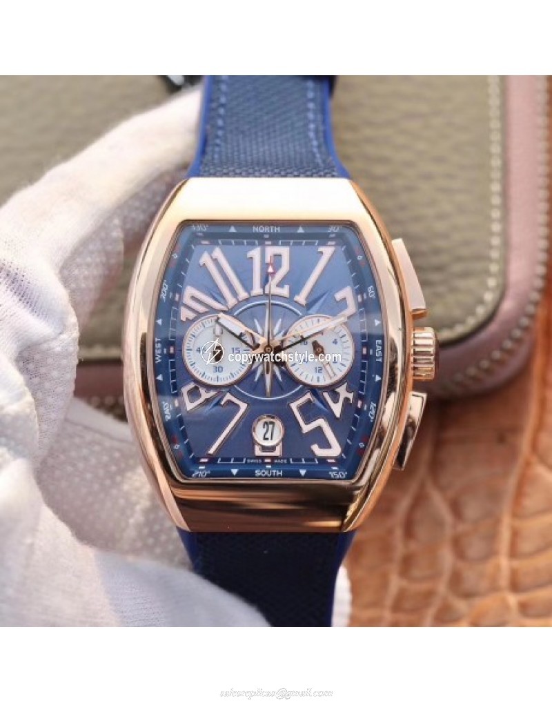 Franck Muller Vanguard Yachting Chronograph V45 CC DT OX Rose Gold Blue Franck Muller Vanguard Yachting Chronograph V45 CC DT OX Rose Gold Blue
