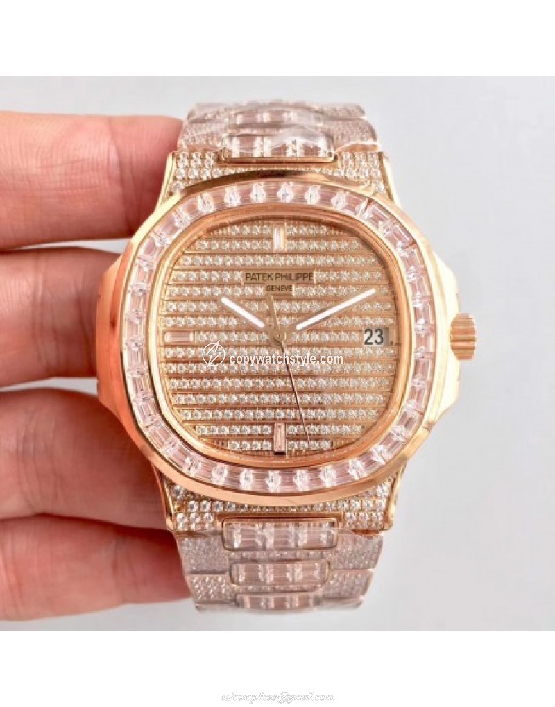 Patek Philippe Nautilus Jumbo 5719/10G-010 DM Rose Gold & Diamonds Diamond Patek Philippe Nautilus Jumbo 5719/10G-010 DM Rose Gold & Diamonds Diamond