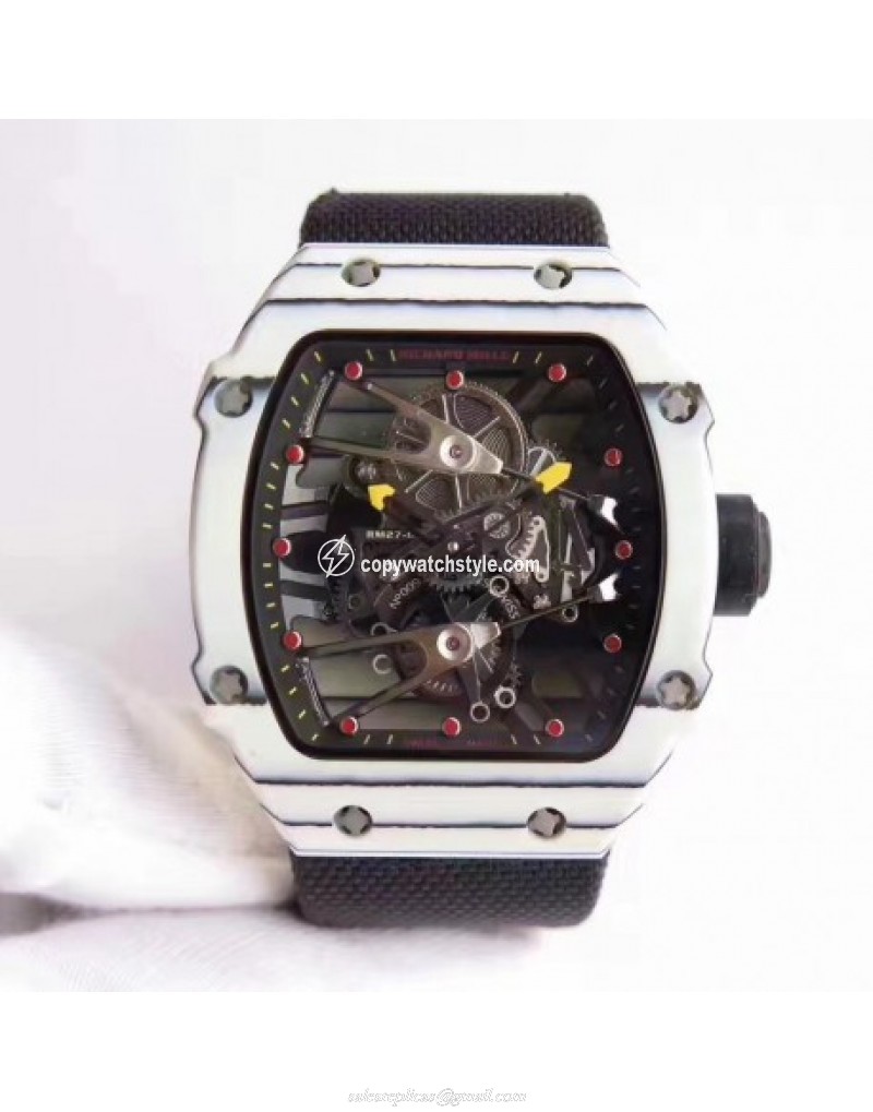 Richard Mille RM27-02 Rafael Nadal KV White Forged Carbon Black Skeleton Richard Mille RM27-02 Rafael Nadal KV White Forged Carbon Black Skeleton
