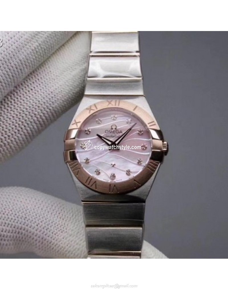 Omega Constellation Quartz 27MM Noob Stainless Steel & Rose Gold Pink Mother Of Pearl Omega Constellation Quartz 27MM Noob Stainless Steel & Rose Gold Pink Mother Of Pearl