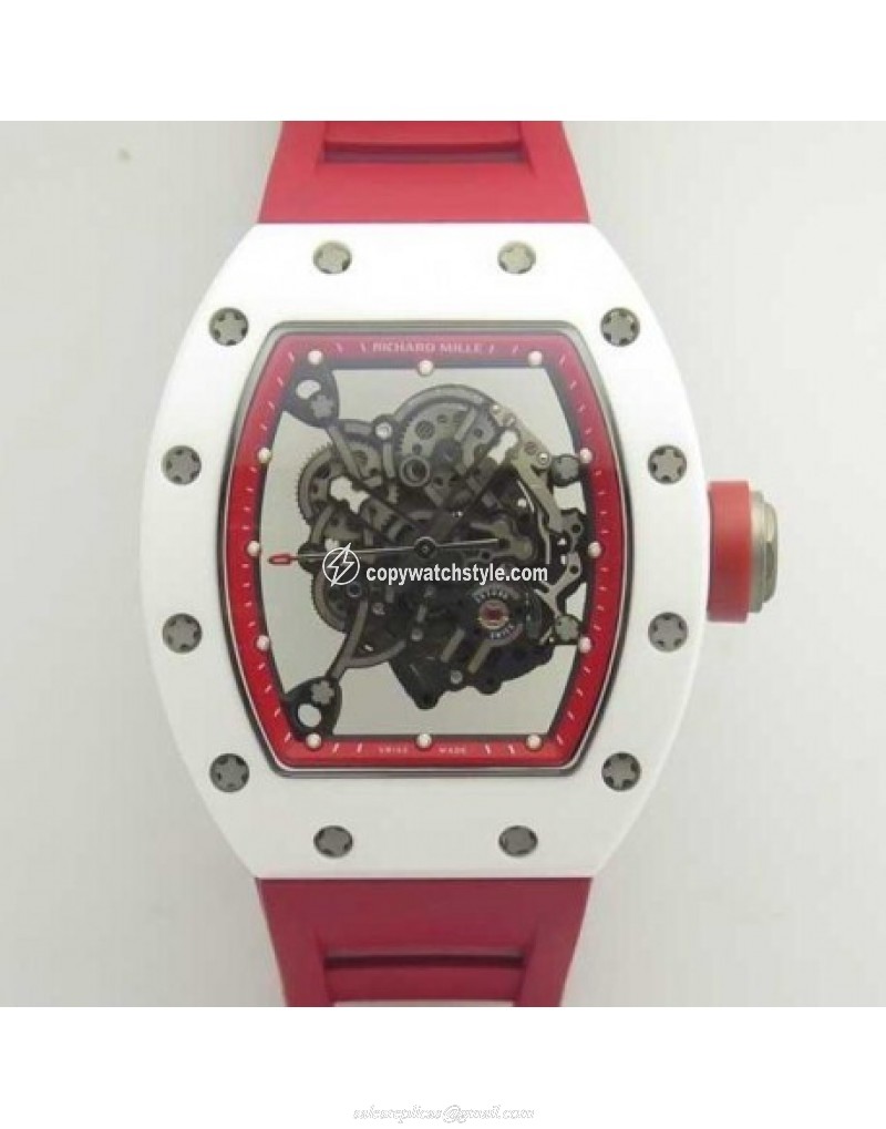 Richard Mille RM055 KV V2 White Ceramic Red Skeleton Richard Mille RM055 KV V2 White Ceramic Red Skeleton