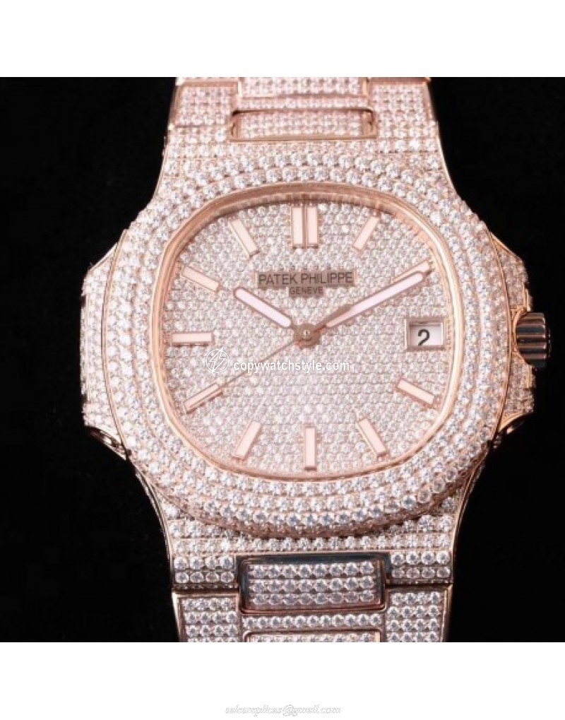 Patek Philippe Nautilus Jumbo 5719/10G-010 Noob V2 Rose Gold & Diamonds Diamond Patek Philippe Nautilus Jumbo 5719/10G-010 Noob V2 Rose Gold & Diamonds Diamond