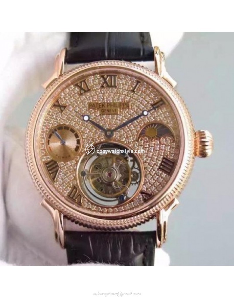 Patek Philippe Tourbillon Moonphase Power Reserve Rose Gold Diamonds 