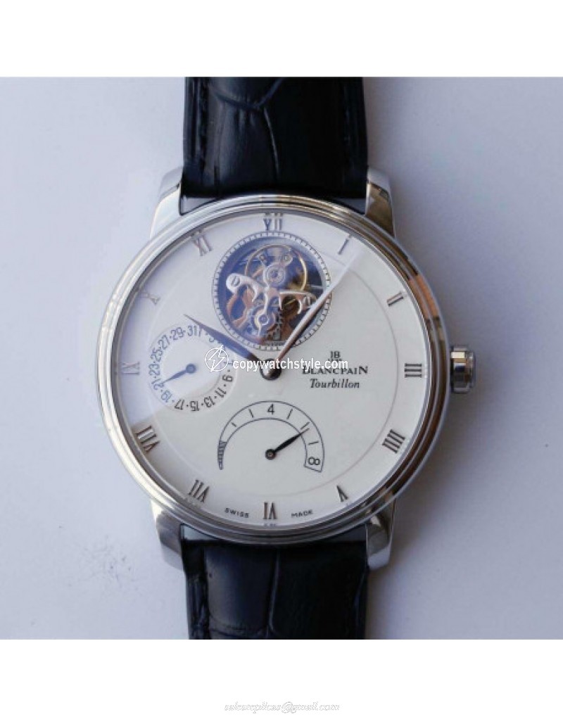 Blancpain Villeret Tourbillon 8 Days 6025-1542-55B JB Stainless Steel White 