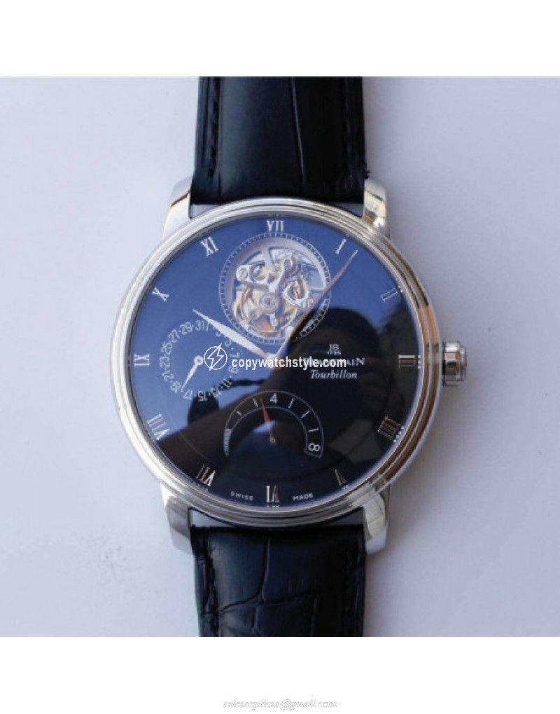Blancpain Villeret Tourbillon 8 Days 6025-1542-55B JB Stainless Steel Black 