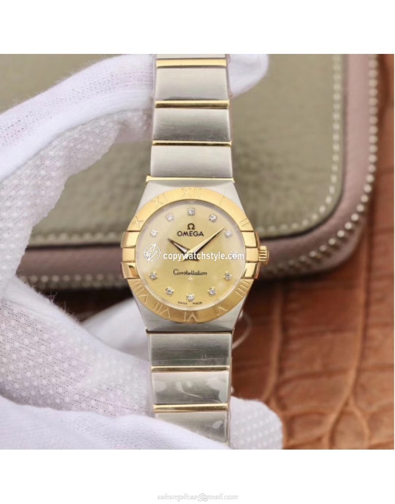 Omega Constellation Manhattan 28MM TW Stainless Steel & Yellow Gold Champagne Omega Constellation Manhattan 28MM TW Stainless Steel & Yellow Gold Champagne