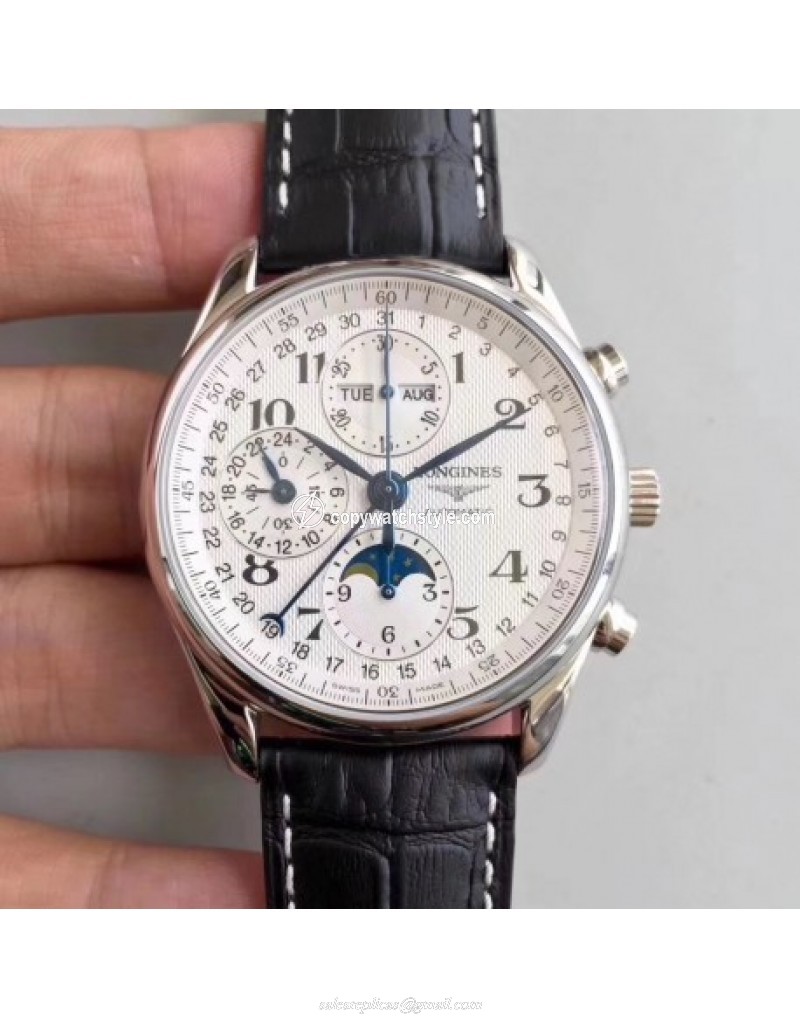 Longines Master Collection Moonphase Chronograph L2.673.4.78.3 JF Stainless Steel White 