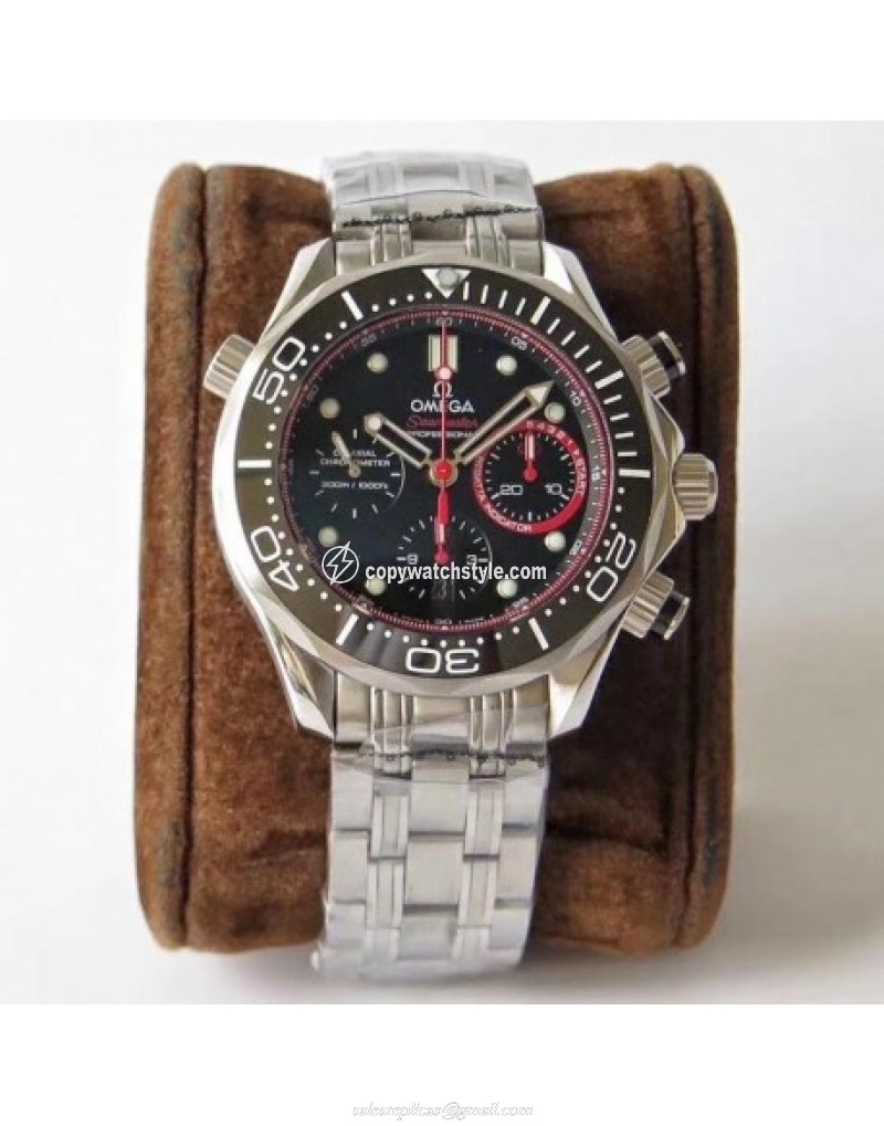 Omega Seamaster Diver 300M Chronograph 44MM ETNZ 212.32.44.50.01.001 AC V2 Stainless Steel Black & Red Omega Seamaster Diver 300M Chronograph 44MM ETNZ 212.32.44.50.01.001 AC V2 Stainless Steel Black & Red