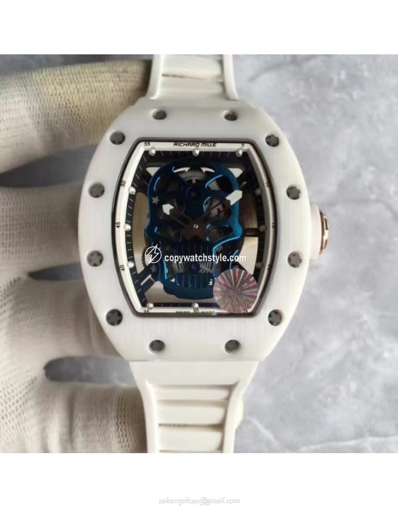 Richard Mille RM052 KV White Ceramic & Rose Gold Blue Skull 