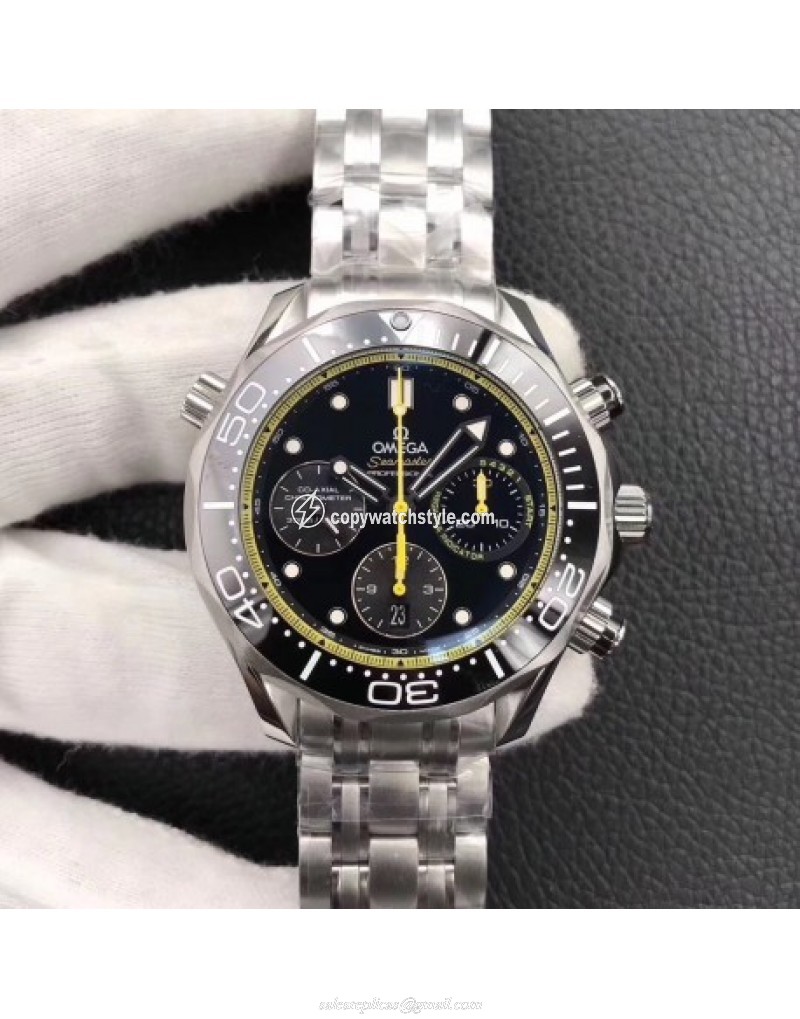 Omega Seamaster Diver 300M Chronograph 212.30.44.50.01.002 Noob Stainless Steel Black & Yellow 