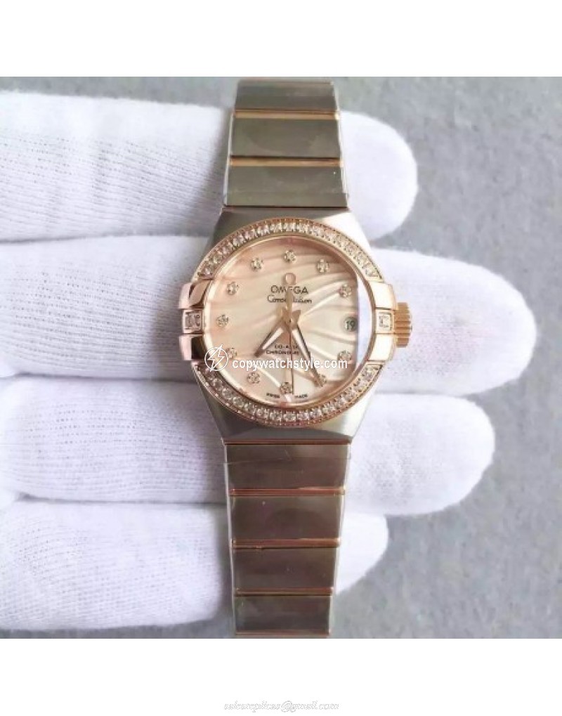 Omega Constellation Ladies 123.25.27.20.57.003 27MM EF Stainless Steel & Rose Gold Red & Diamonds Omega Constellation Ladies 123.25.27.20.57.003 27MM EF Stainless Steel & Rose Gold Red & Diamonds
