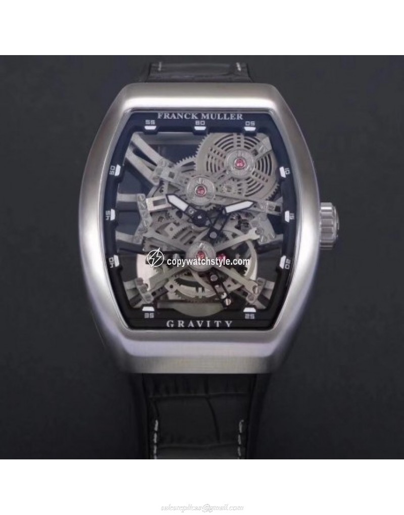 Franck Muller Vanguard Gravity Skeleton V 45 T GRAVITY CS SQT Noob Stainless Steel Skeleton Franck Muller Vanguard Gravity Skeleton V 45 T GRAVITY CS SQT Noob Stainless Steel Skeleton