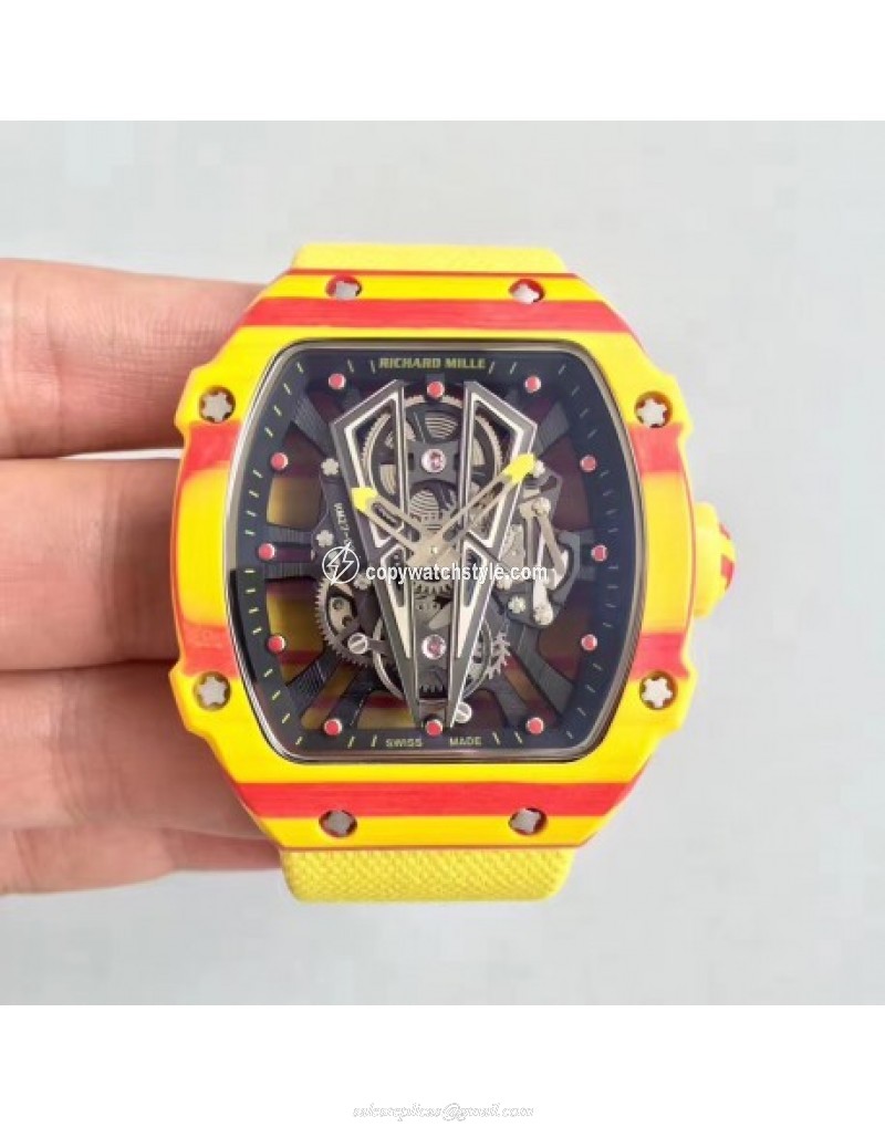 Richard Mille RM27-03 Rafael Nadal KL Yellow & Red Forged Carbon Black Skeleton 