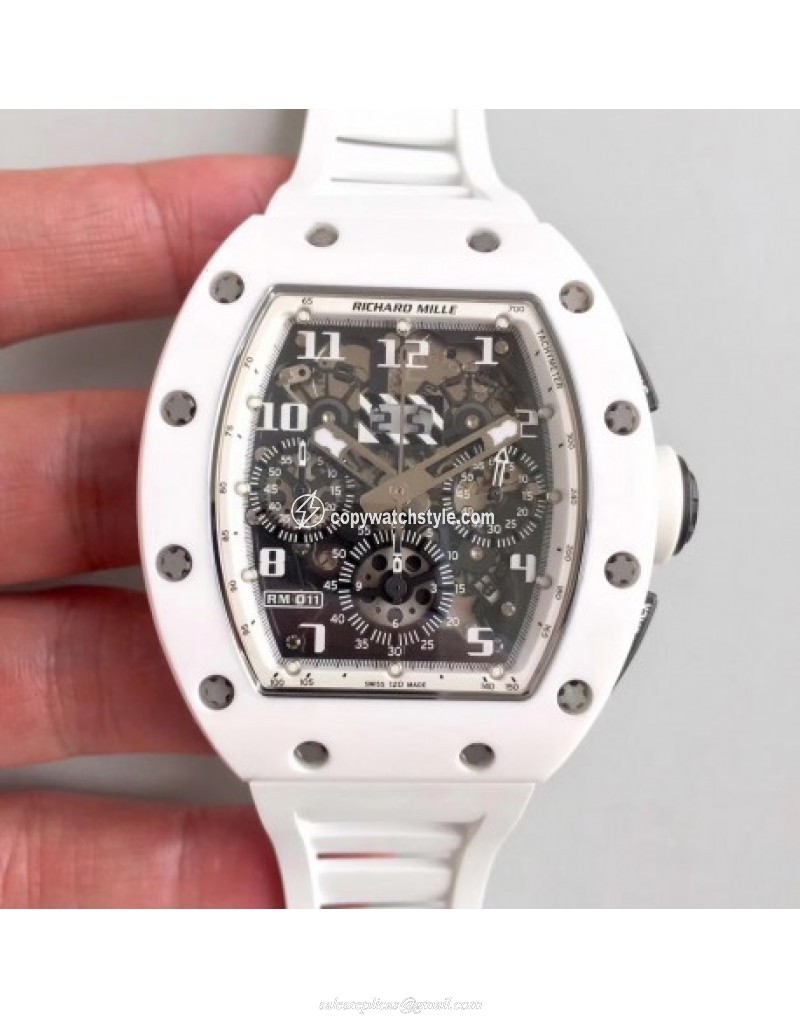 Richard Mille RM011-FM Felipe Massa Flyback Dubai Chronograph KV White Ceramic White Skeleton Richard Mille RM011-FM Felipe Massa Flyback Dubai Chronograph KV White Ceramic White Skeleton