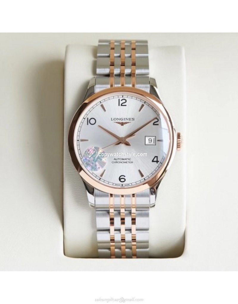 Longines Record L2.821.4.76.6 AF Stainless Steel & Rose Gold Silver Longines Record L2.821.4.76.6 AF Stainless Steel & Rose Gold Silver