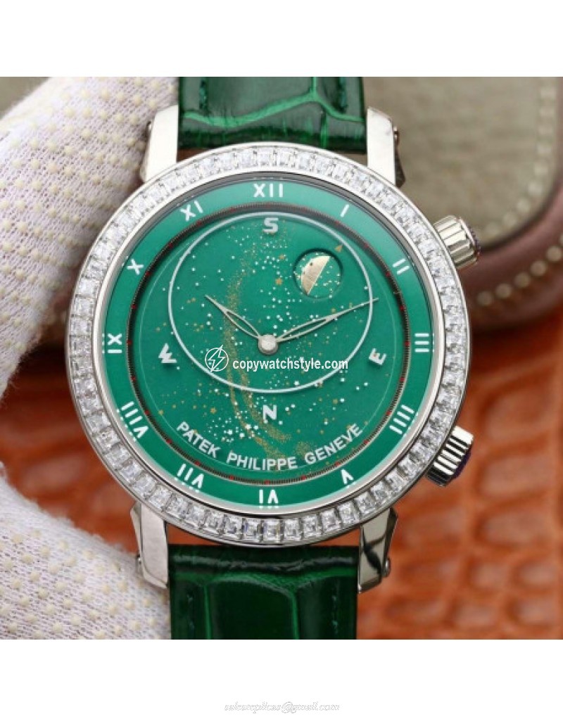 Patek Philippe Grand Complications Sky Moon Celestial 5102G Noob Stainless Steel & Diamond Green Patek Philippe Grand Complications Sky Moon Celestial 5102G Noob Stainless Steel & Diamond Green