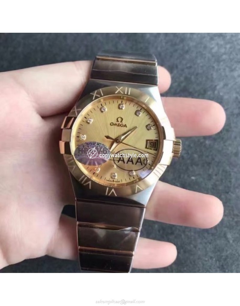 Omega Constellation 123.20.38.21.58.001 38MM V6 Stainless Steel & Yellow Gold Champagne & Diamonds Omega Constellation 123.20.38.21.58.001 38MM V6 Stainless Steel & Yellow Gold Champagne & Diamonds
