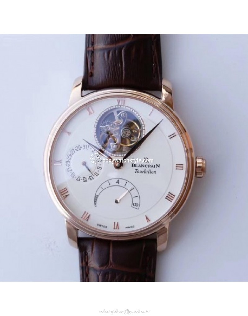 Blancpain Villeret Tourbillon 8 Days 6025-3642-55B JB Rose Gold White Blancpain Villeret Tourbillon 8 Days 6025-3642-55B JB Rose Gold White