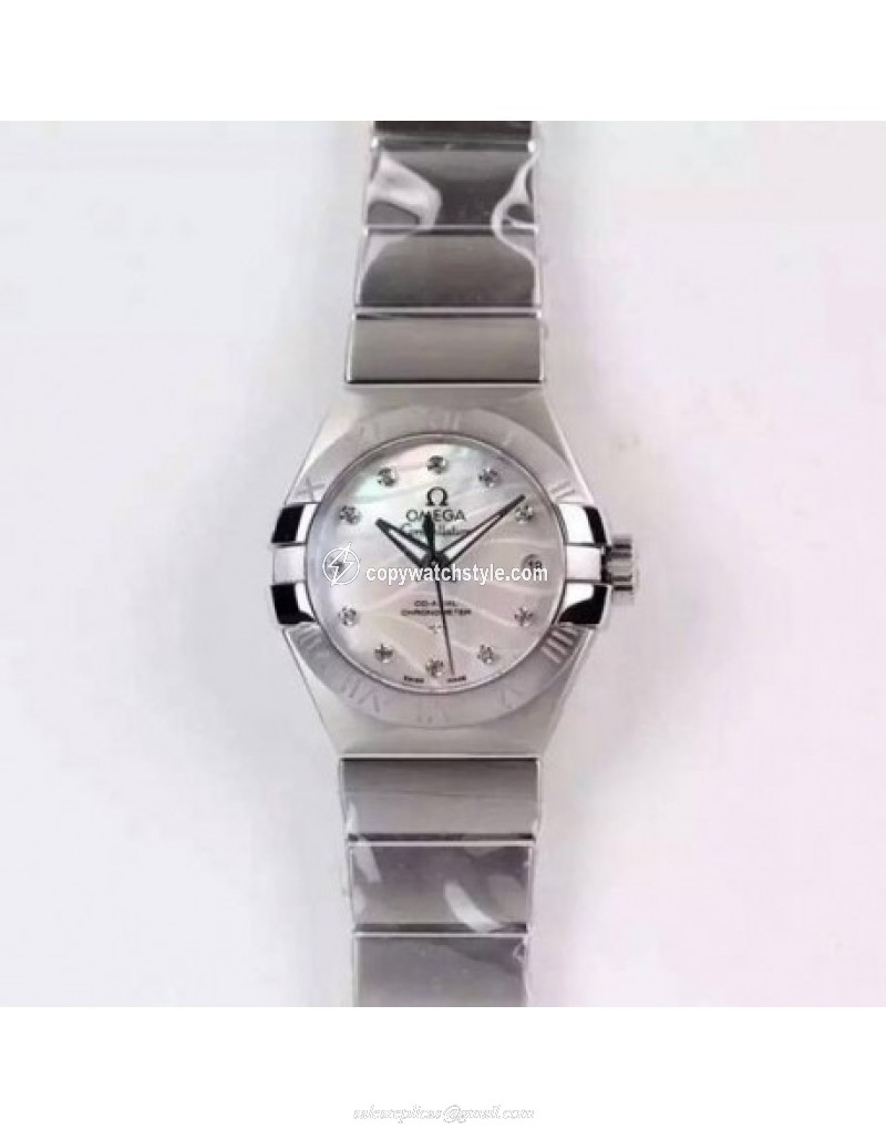 Omega Constellation Double Eagle Lady 27MM Stainless Steel White 