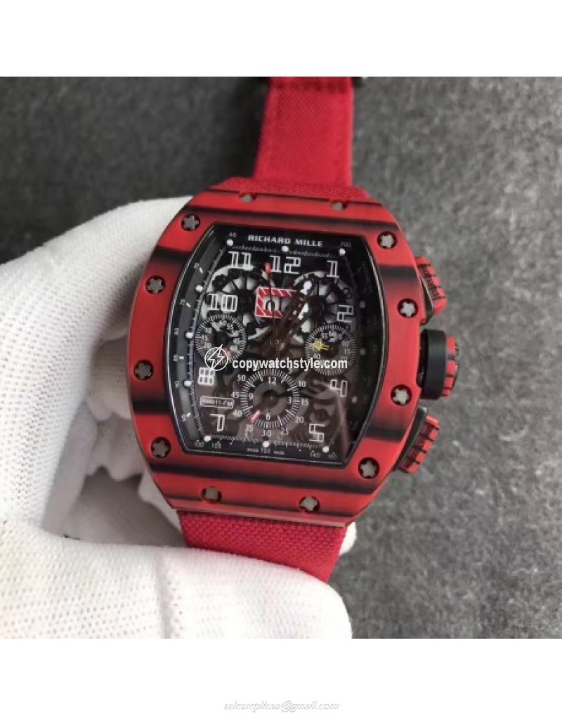 Richard Mille RM011 Red QTPT Flyback Chronograph KV Red Forged Carbon Black Skeleton Richard Mille RM011 Red QTPT Flyback Chronograph KV Red Forged Carbon Black Skeleton