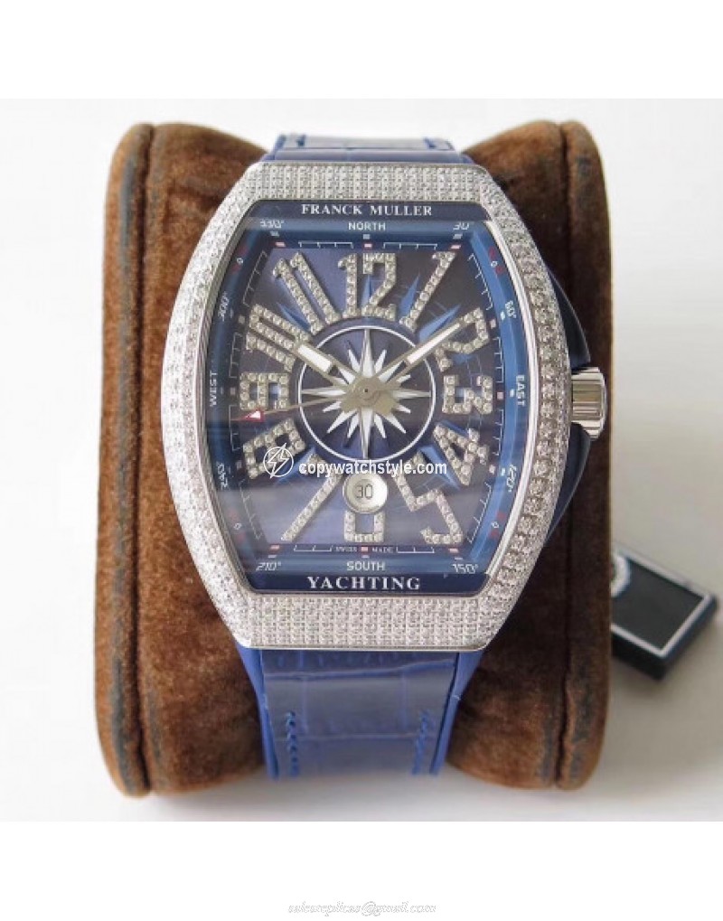 Franck Muller Vanguard Yachting V45 SC DT AC BL OX Stainless Steel & Diamond Blue Franck Muller Vanguard Yachting V45 SC DT AC BL OX Stainless Steel & Diamond Blue