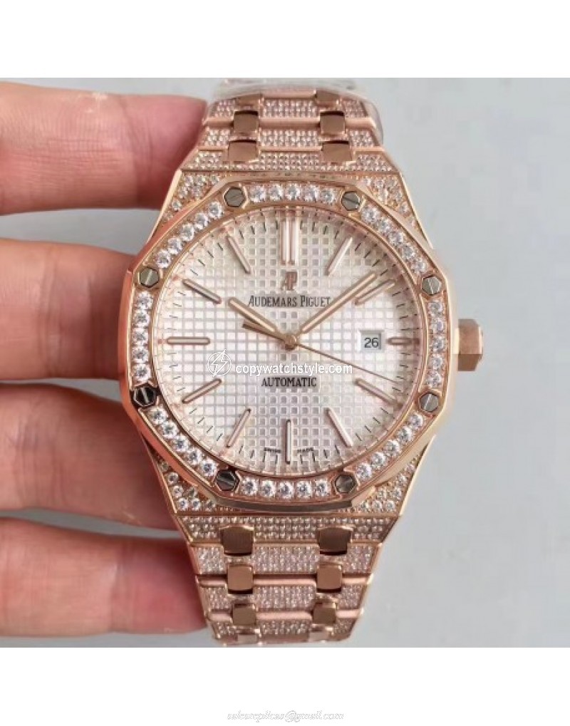 Audemars Piguet Royal Oak 15400 Noob Rose Gold & Diamond Silver Audemars Piguet Royal Oak 15400 Noob Rose Gold & Diamond Silver