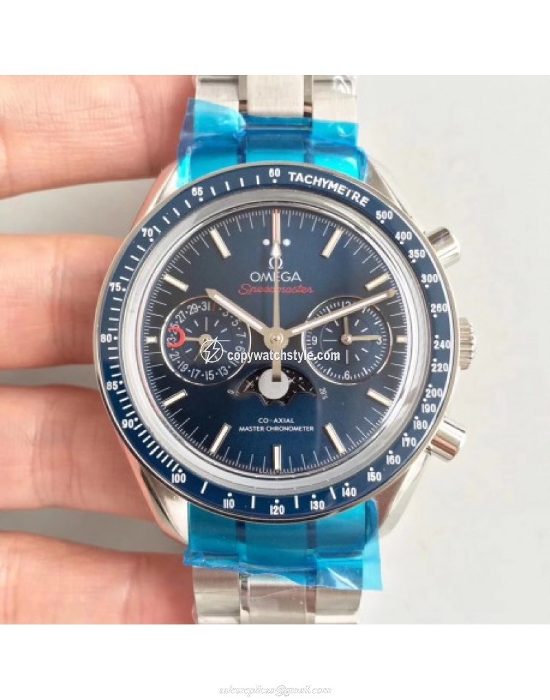 Omega Speedmaster Moonwatch Moonphase Chronograph 304.33.44.52.03.001 BF Stainless Steel Blue Omega Speedmaster Moonwatch Moonphase Chronograph 304.33.44.52.03.001 BF Stainless Steel Blue