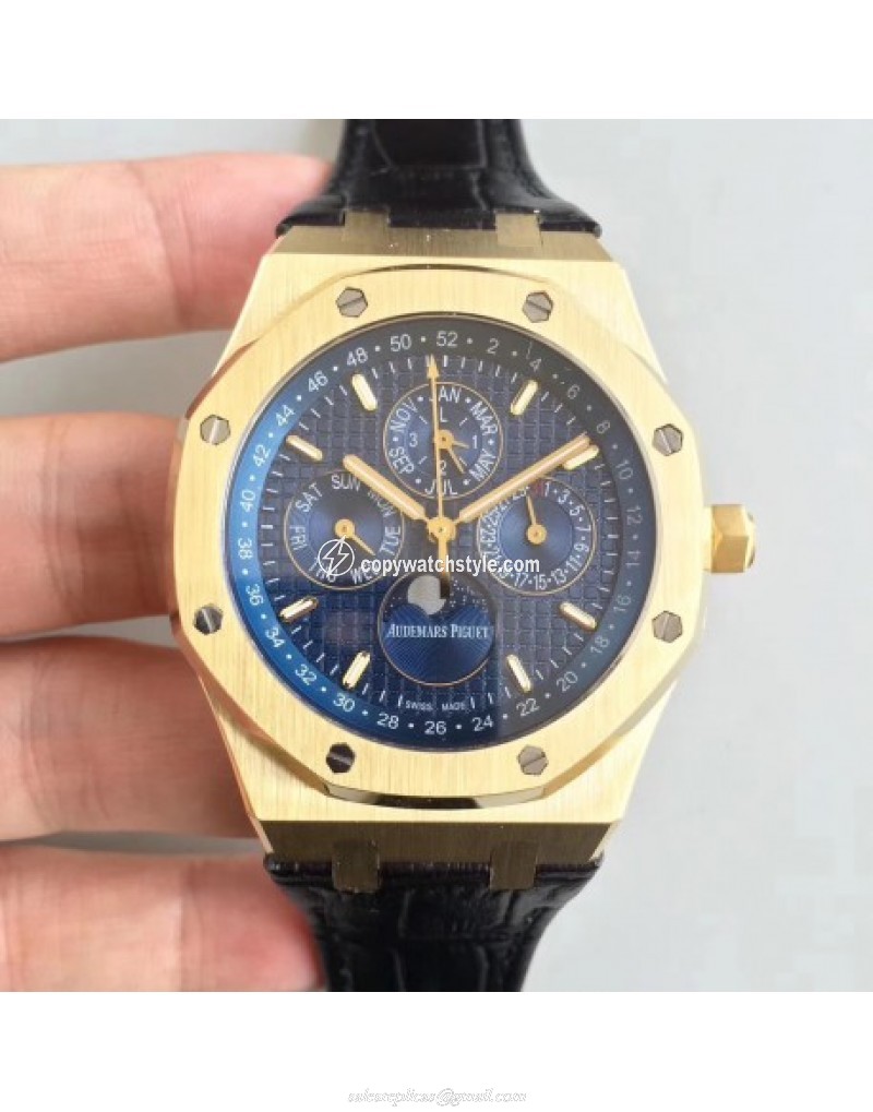 Audemars Piguet Royal Oak Perpetual Calendar 41MM 26574BA.OO.1220BA.01 BF Yellow Gold Blue 
