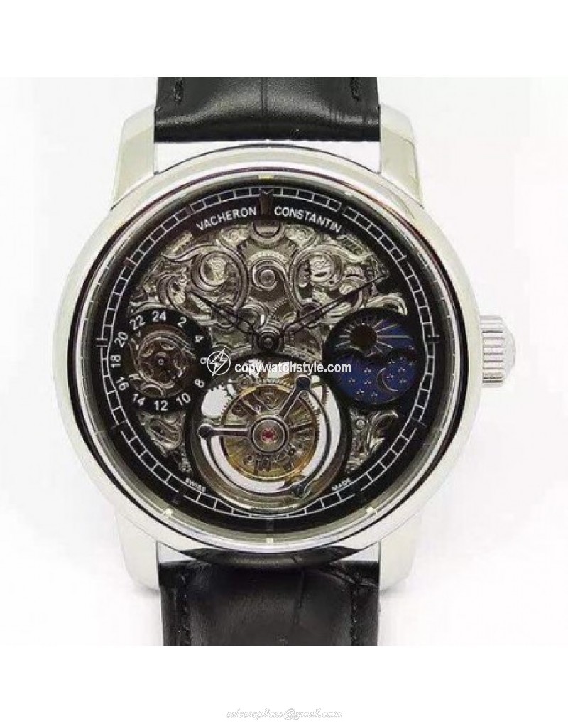 Vacheron Constantin Patrimony Tourbillon Stainless Steel Skeleton & Black Vacheron Constantin Patrimony Tourbillon Stainless Steel Skeleton & Black