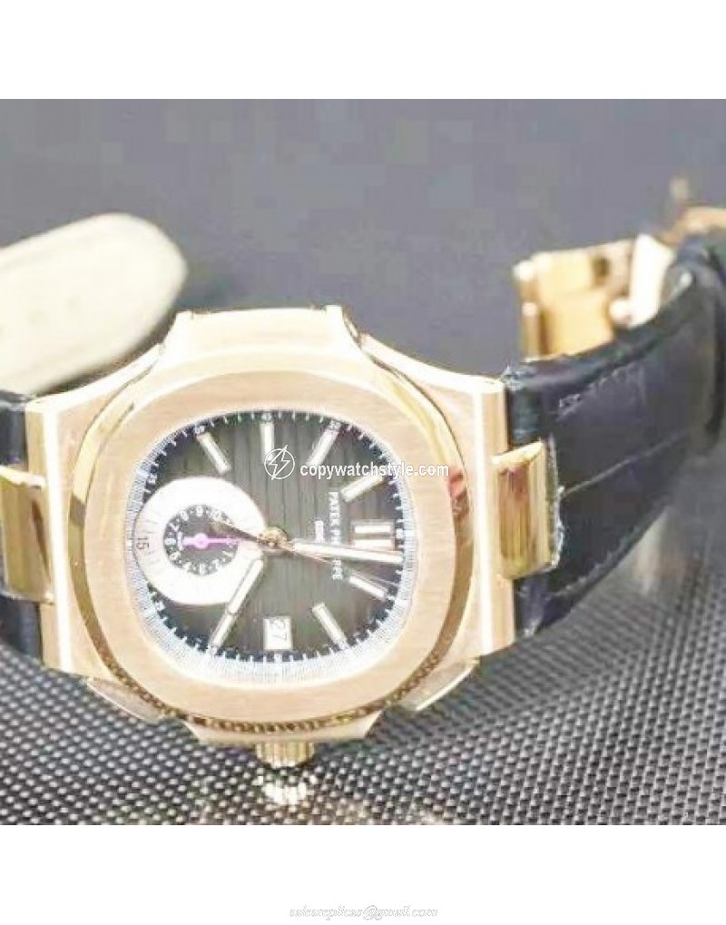 Patek Philippe Nautilus Chronograph 5980R 24K Rose Gold Plated Black Patek Philippe Nautilus Chronograph 5980R 24K Rose Gold Plated Black