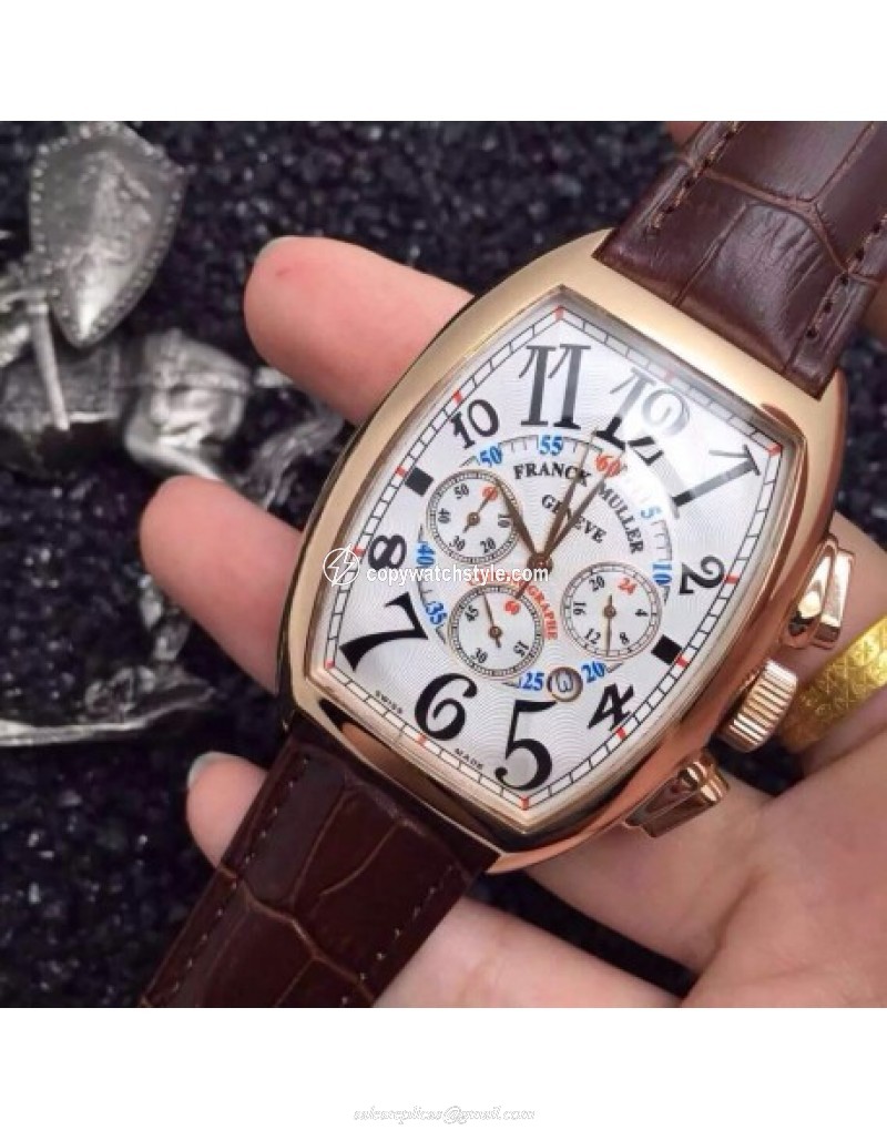 Franck Muller Cintree Curvex Chronograph FM 8880 CC AT Rose Gold White Franck Muller Cintree Curvex Chronograph FM 8880 CC AT Rose Gold White