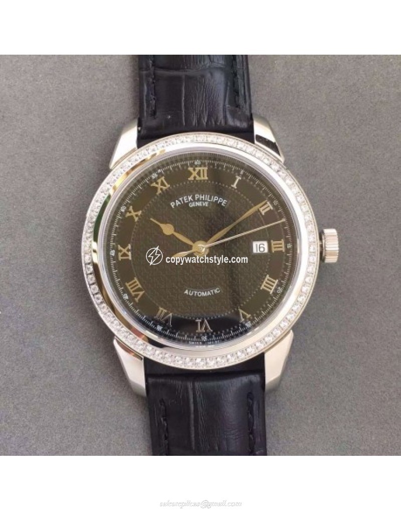 Patek Philippe Calatrava 5296 Stainless Steel & Diamonds Black 