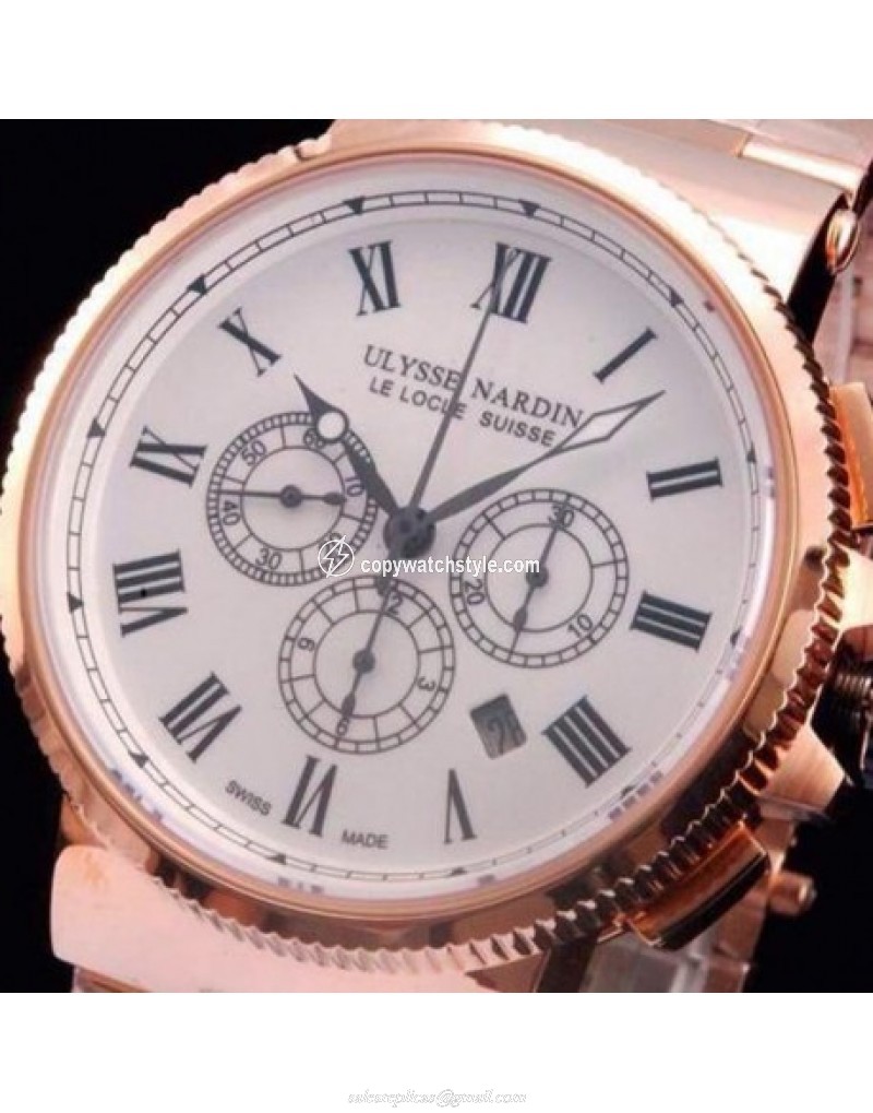 Ulysse Nardin Marine Chronograph Rose Gold Roman Numbers White Ulysse Nardin Marine Chronograph Rose Gold Roman Numbers White