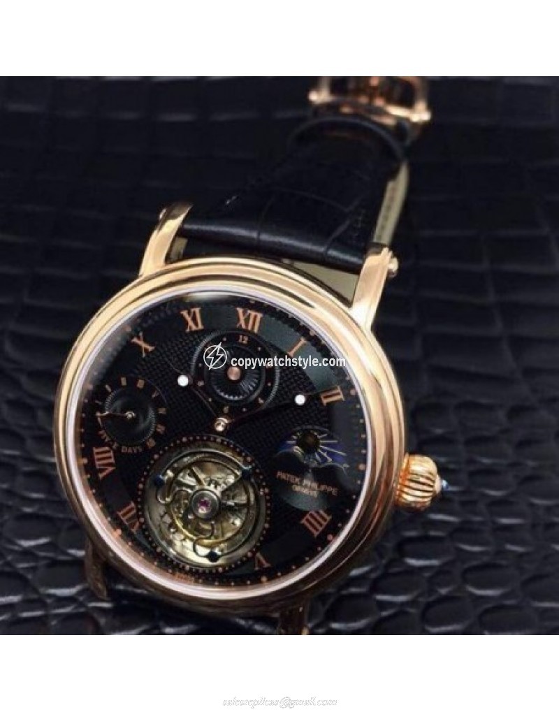 Patek Philippe Tourbillon Moonphase 24H Power Reserve Rose Gold Black Patek Philippe Tourbillon Moonphase 24H Power Reserve Rose Gold Black