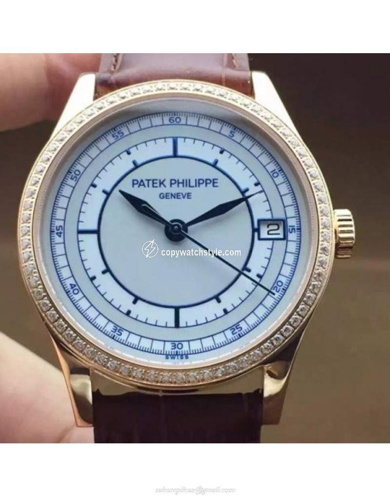 Patek Philippe Calatrava 5296 Rose Gold Diamonds Bezel Swiss 324SC Patek Philippe Calatrava 5296 Rose Gold Diamonds Bezel Swiss 324SC