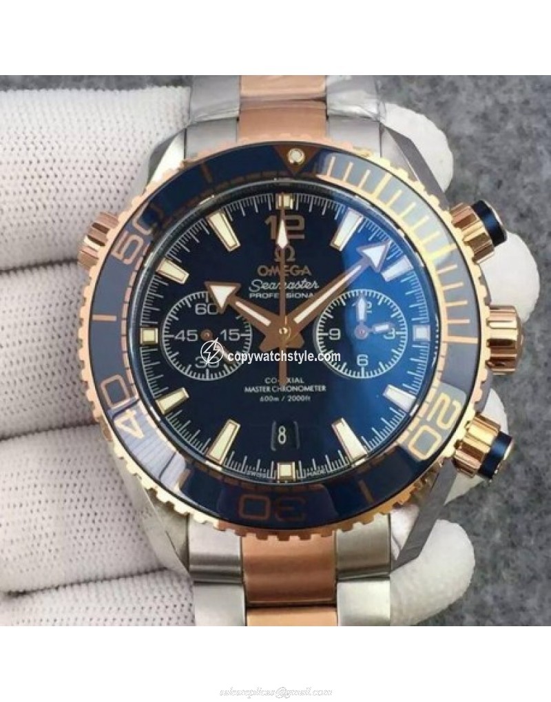 Omega Seamaster Planet Ocean 600M Chronograph Stainless Steel & Rose Gold Blue Omega Seamaster Planet Ocean 600M Chronograph Stainless Steel & Rose Gold Blue