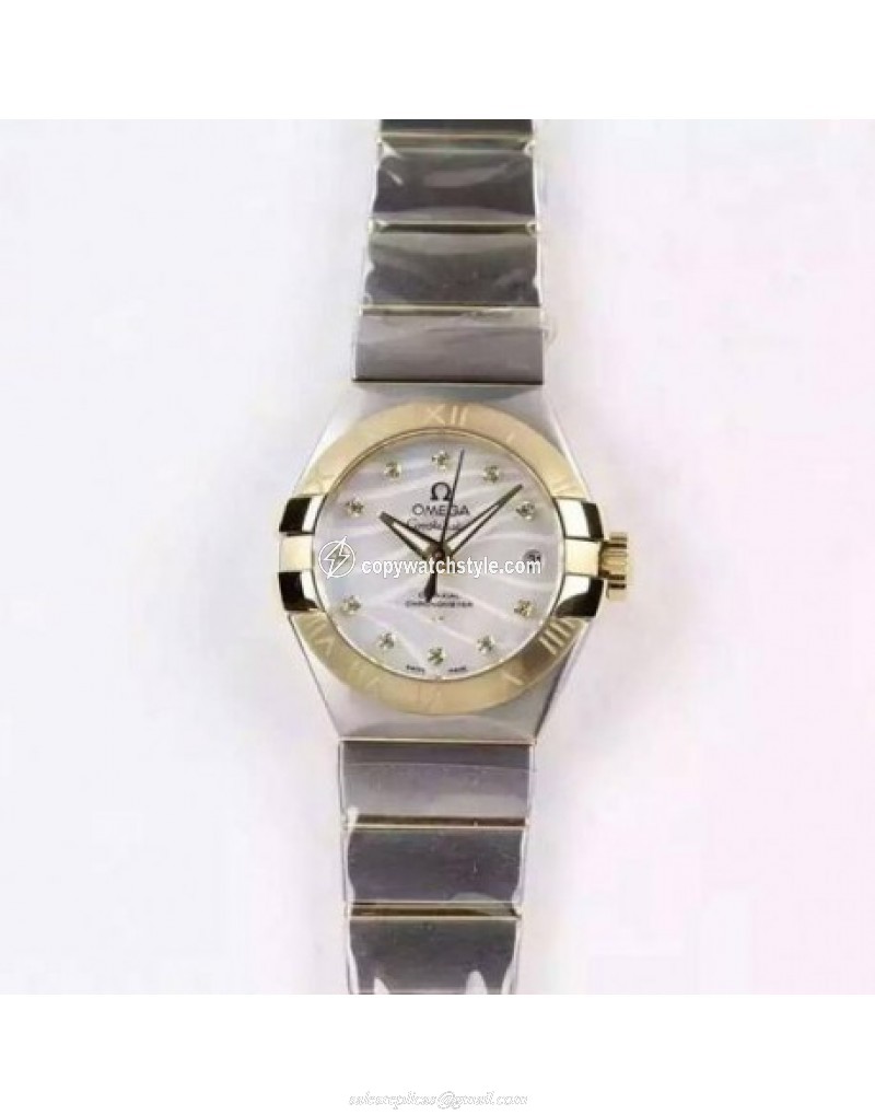 Omega Constellation Double Eagle Lady 27MM Stainless Steel & Yellow Gold White Omega Constellation Double Eagle Lady 27MM Stainless Steel & Yellow Gold White