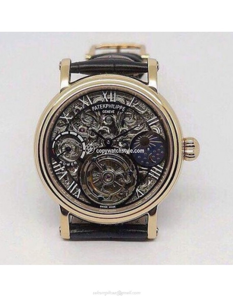 Patek Philippe Tourbillon Moonphase Power Reserve Rose Gold Skeleton & Black Patek Philippe Tourbillon Moonphase Power Reserve Rose Gold Skeleton & Black