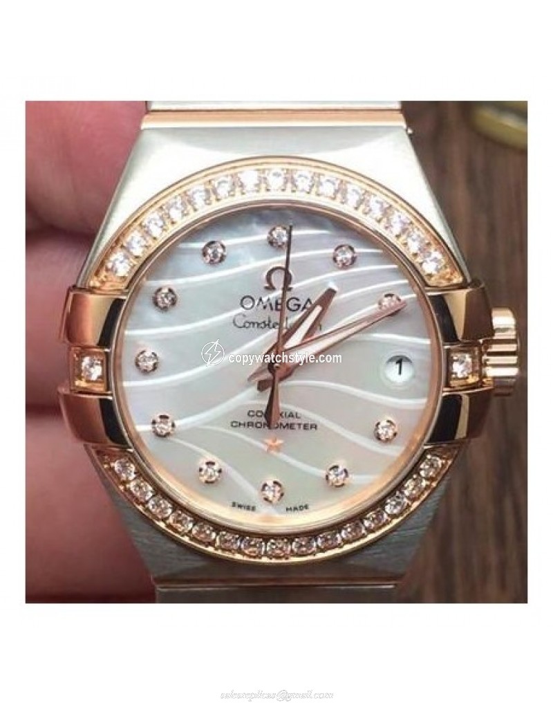 Omega Constellation Double Eagle Lady 27MM Stainless Steel & Rose Gold Blue Omega Constellation Double Eagle Lady 27MM Stainless Steel & Rose Gold Blue