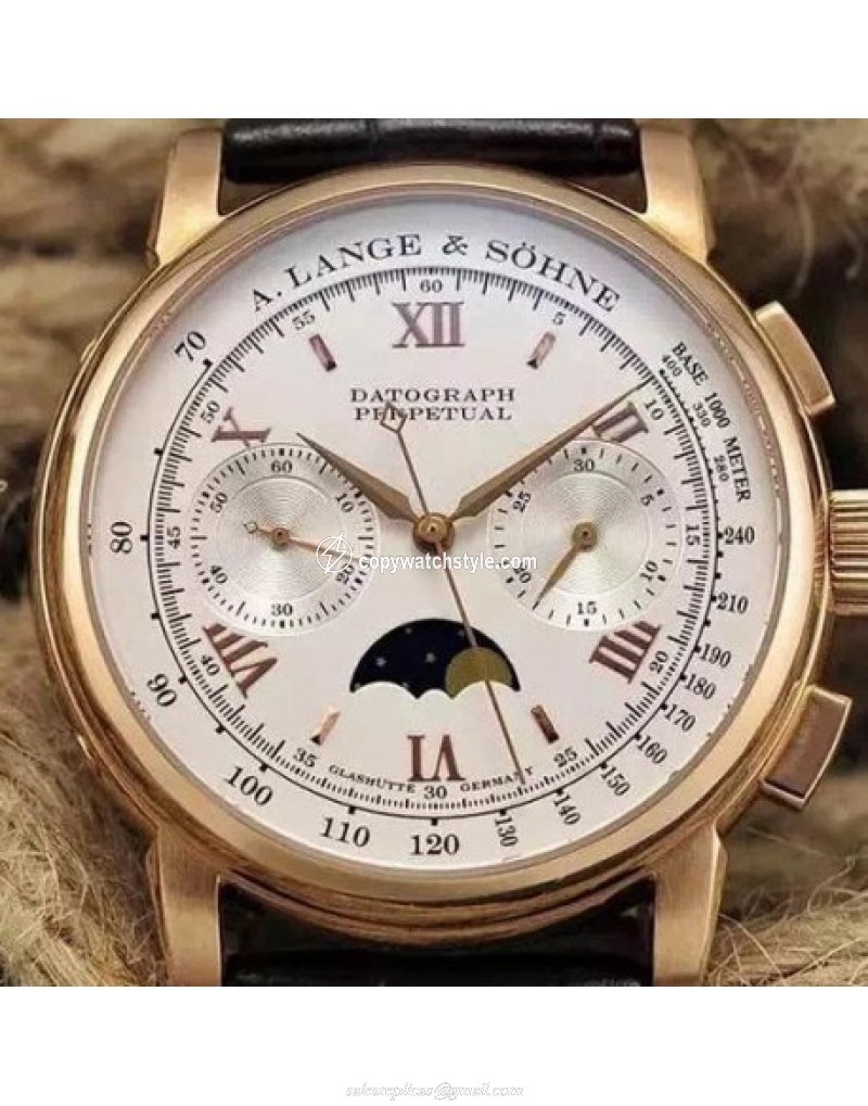A. Lange & Sohne Lemania Moonphase Chronograph Rose Gold White A. Lange & Sohne Lemania Moonphase Chronograph Rose Gold White