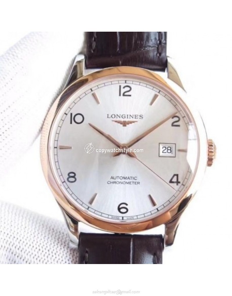 Longines Record L2.821.4.76.2 AF Stainless Steel & Rose Gold Silver Longines Record L2.821.4.76.2 AF Stainless Steel & Rose Gold Silver