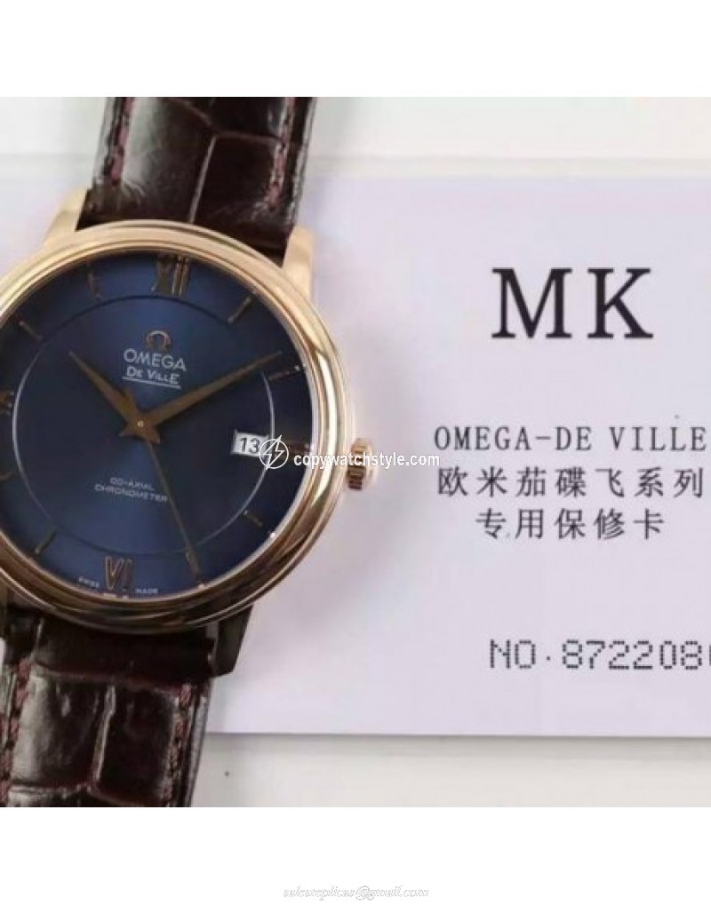Omega De Ville 39MM Rose Gold Blue 